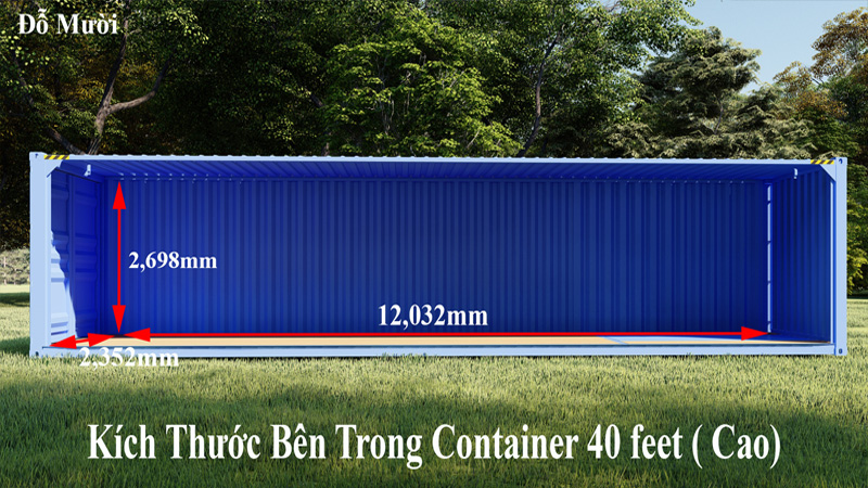 Kích thước phía bên trong container 40 feet (cao)