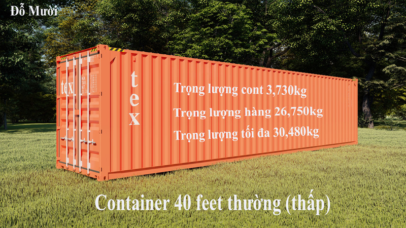 Trọng lượng container thông thường thấp.