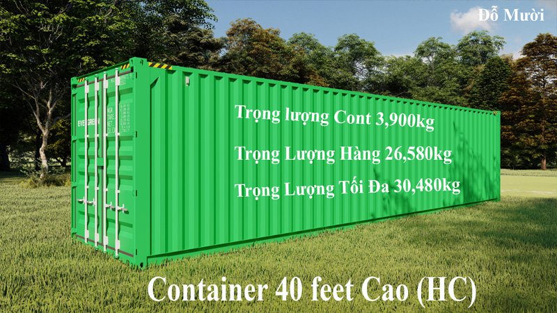 Trong lượng container 40 feet cao 