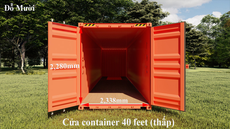 Kích thước cửa nhà container 40 ft