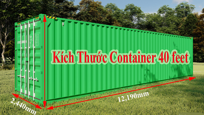 Kích thước container 40 feet làm nhà container