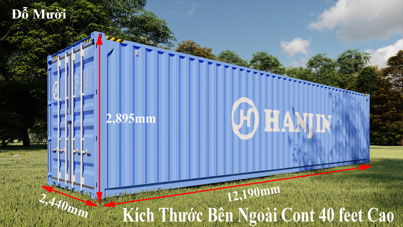 kích thước container 40 feet cao